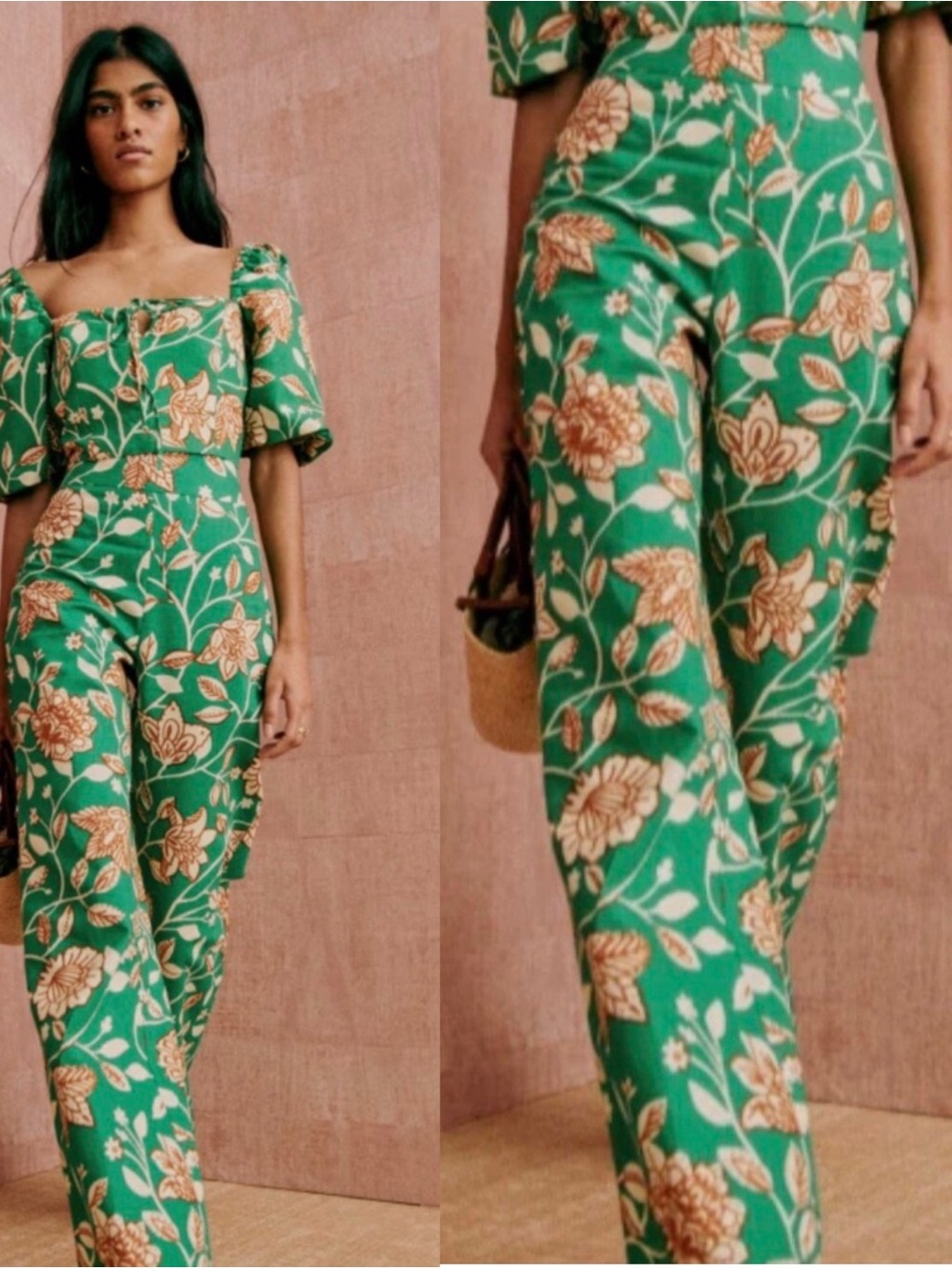 Sezane Esna Blouse & Baptisto Pant Gemini Print - Size 46 - US 14 / Matching Set